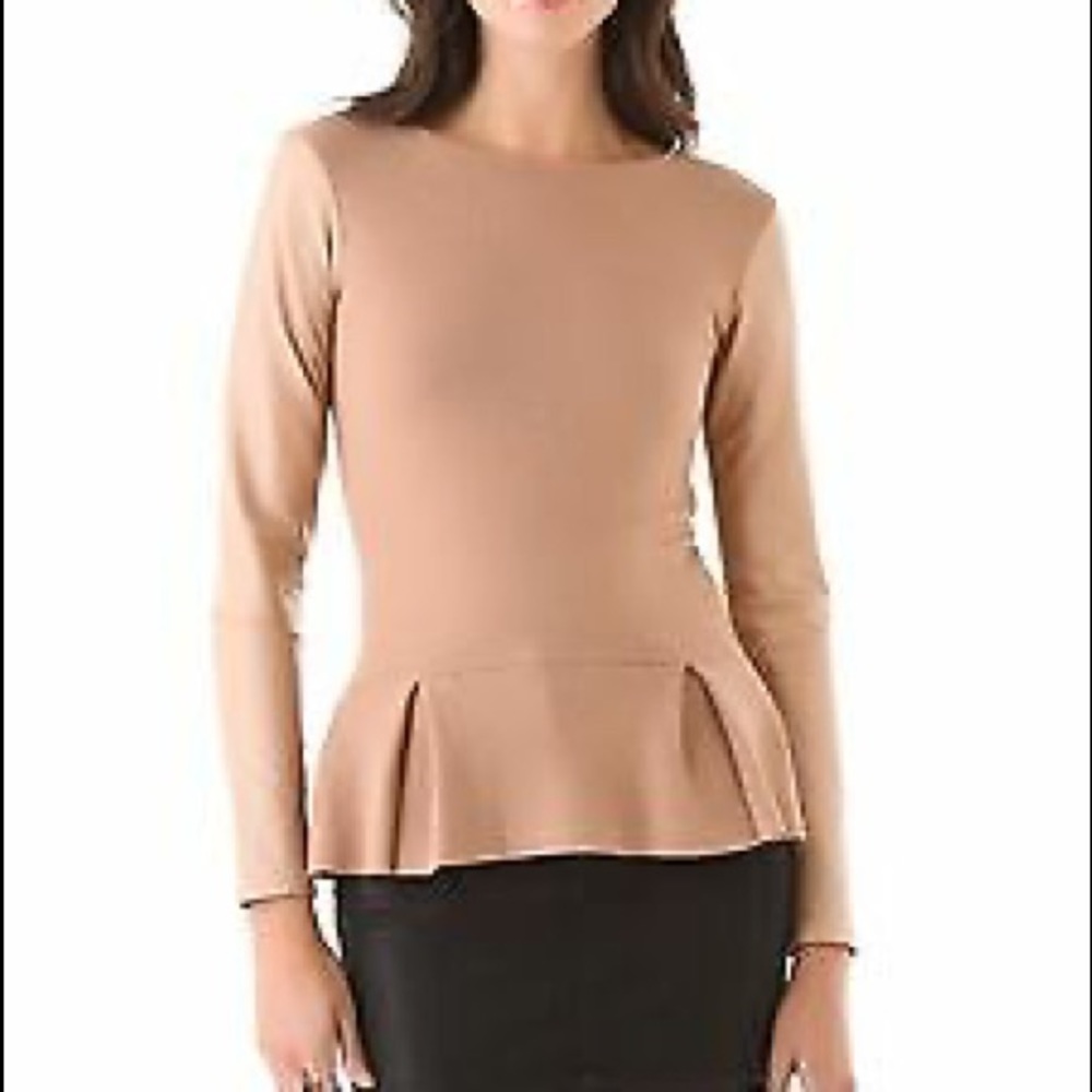 Timo Weiland Leather + Merino Wool Peplum Sweater